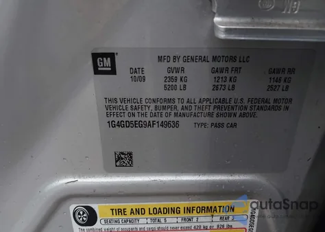 2010 Buick Lacrosse Cxl z USA, uszkodzony, nr VIN 1G4GD5EG9AF149636